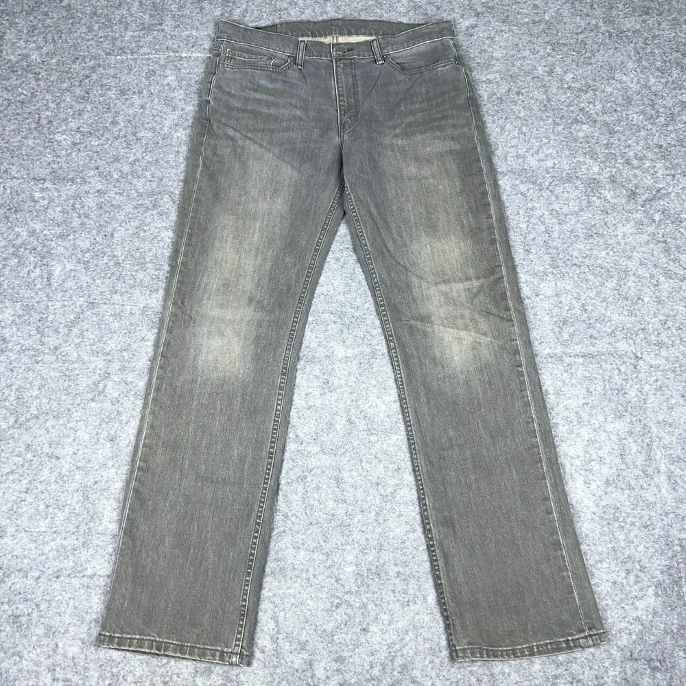Levi's Jeans Mens 36x34 Gray‎ 514 Slim Straight Stretch Faded Denim Pants